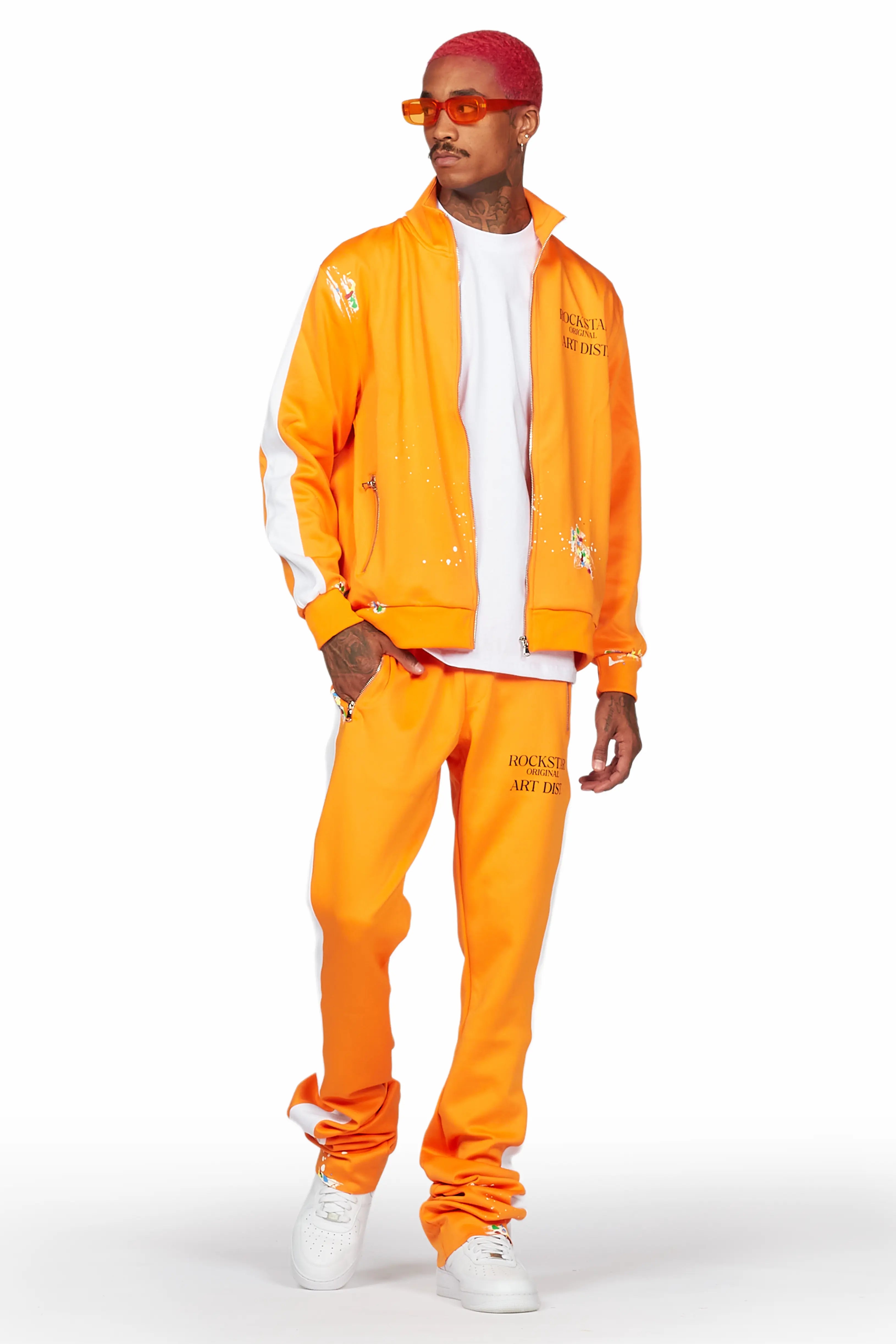 Rockstar Art Dist. Orange Tricot Super Stacked Flare Track Set Artistic Men's Avant