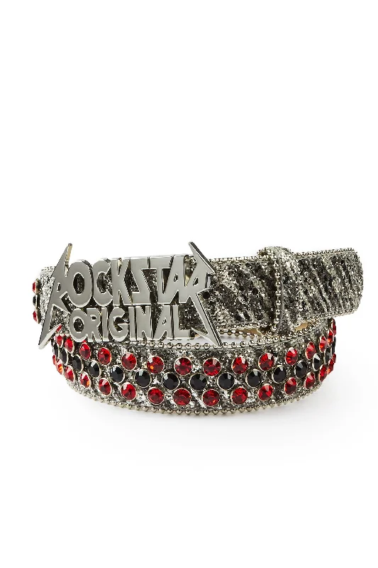 Silas Rockstar Logo Belt- Silver/Red Elegant Men's Cashmere