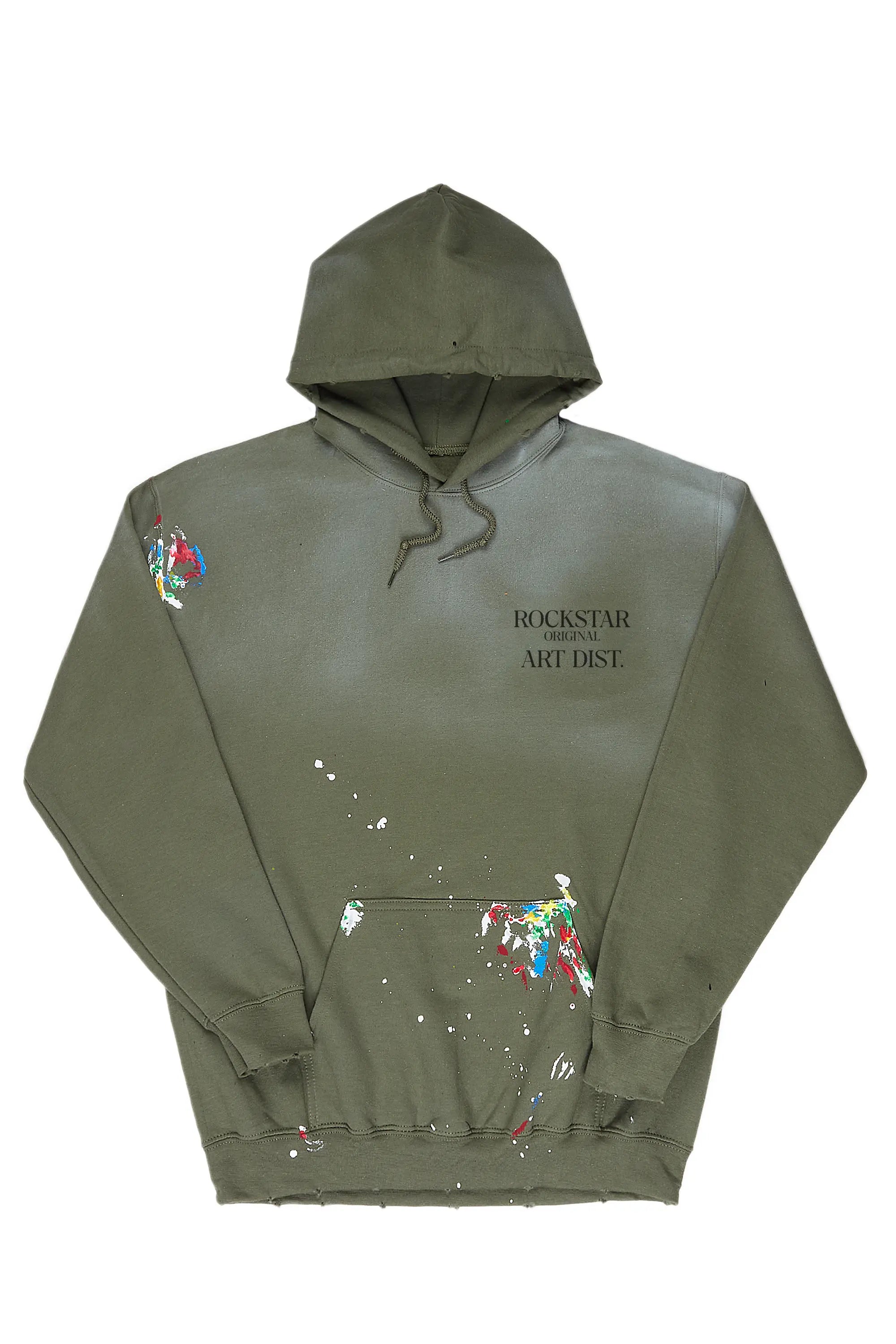 Rockstar Art Dist. Green Graphic Hoodie Tough Men's Tactical