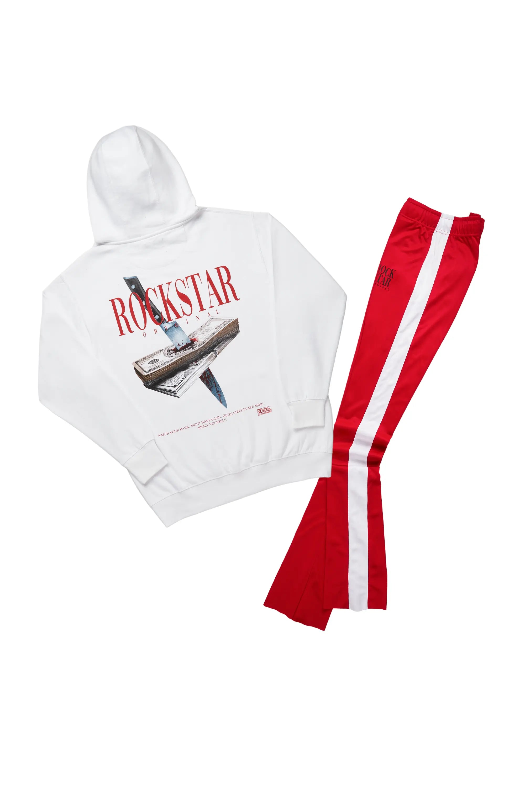 Dayte Nite White/Red Hoodie Super Stack Track Set Refined Men's Classic 