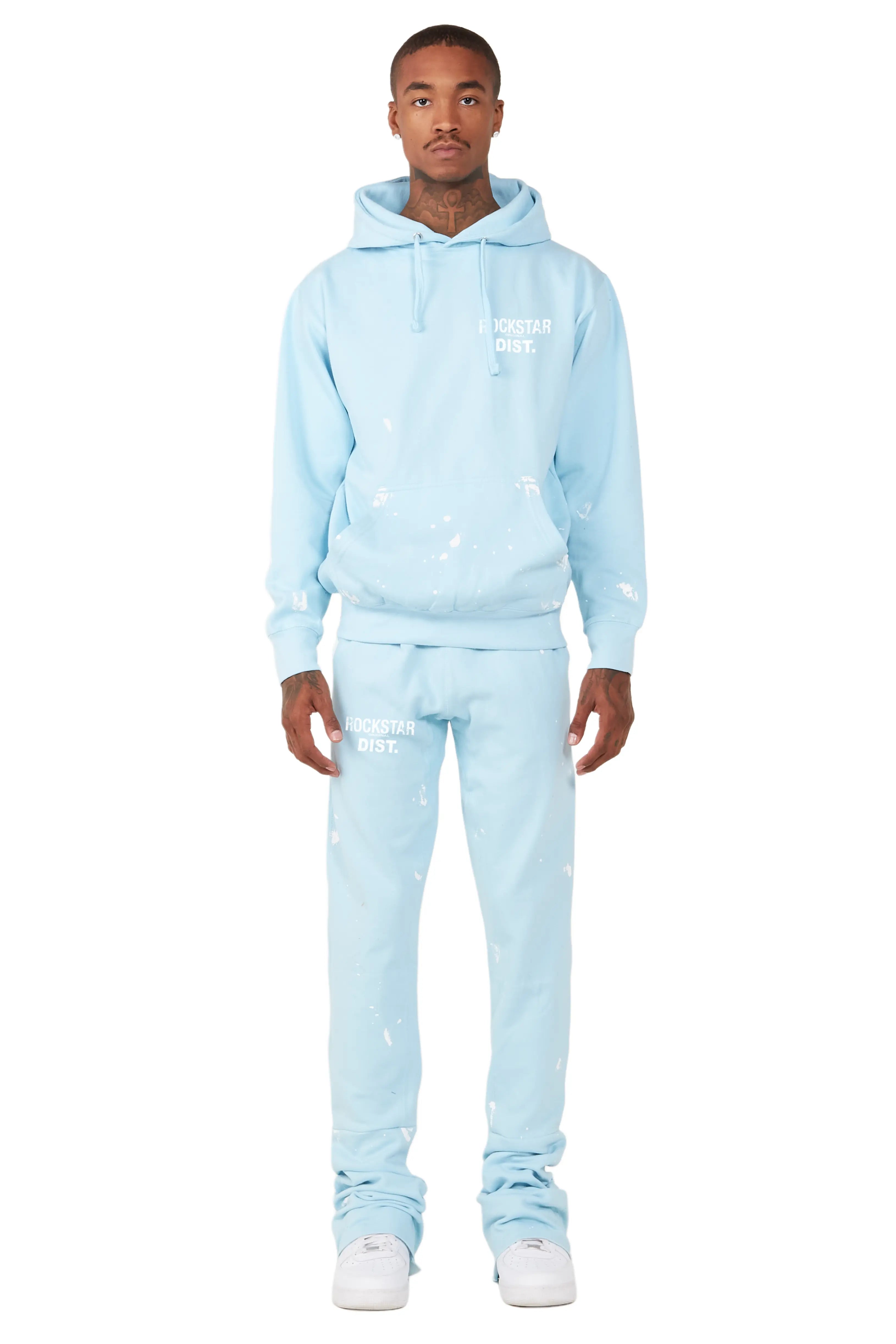 Raffer Baby Blue Hoodie/Super Stacked Flare Track Set Modern Men's 