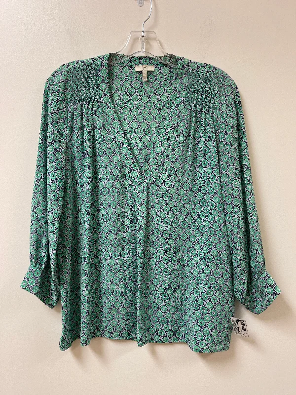 Top Long Sleeve By Joie In Blue & Green, Size: Xs Trendy Men's Oversized