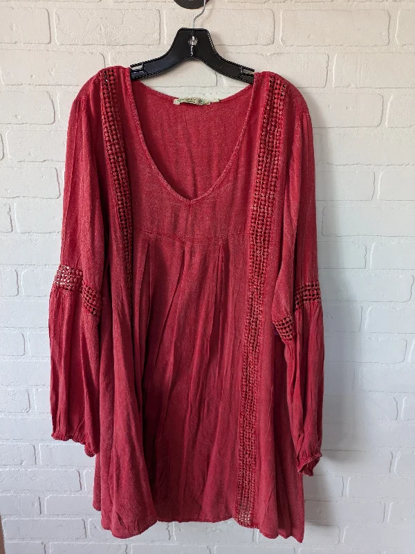 Tunic Long Sleeve By Clothes Mentor In Red, Size: 2x Organic