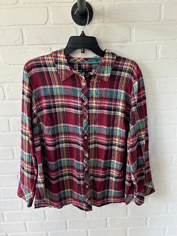 Top Long Sleeve By Talbots In Red, Size: 2x Unique Men's Upcycled