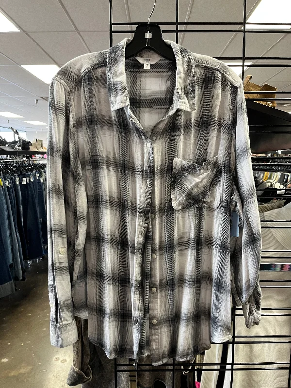 Top Long Sleeve By Time And Tru In Plaid Pattern, Size: Xxl Dynamic Men's Glow