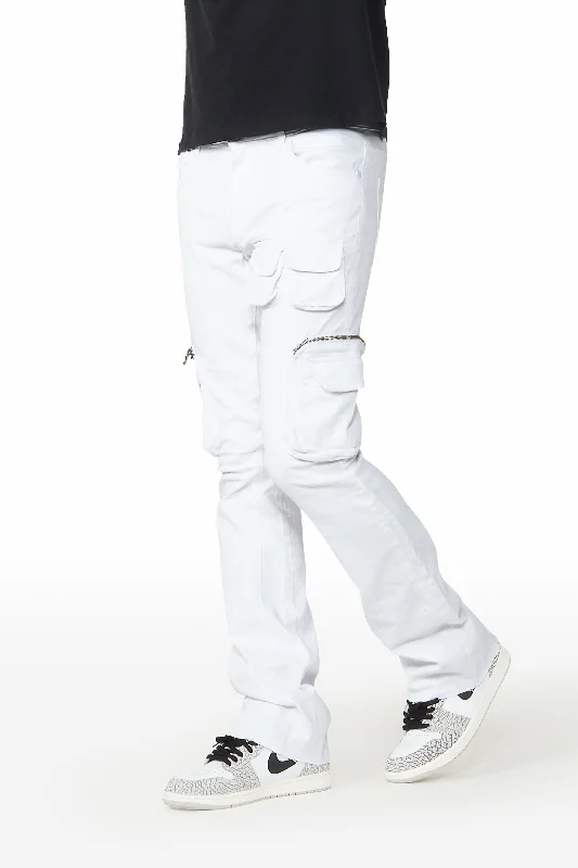 Khazza White Stacked Flare Jean Sophisticated Men's 