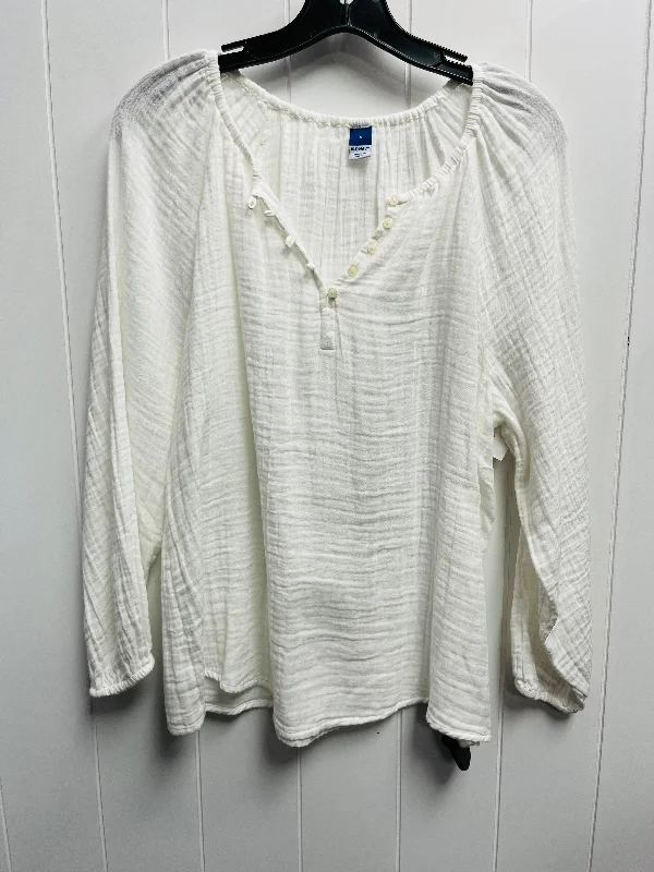 Top Long Sleeve By Old Navy In White, Size: S Polished Men's Silk