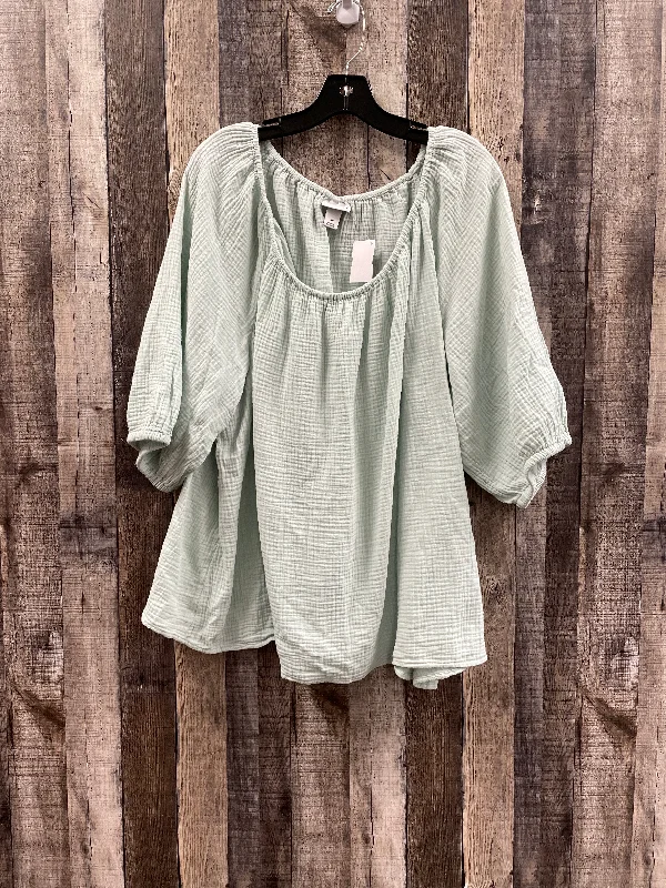 Green Top 3/4 Sleeve Ava & Viv, Size 3x Business