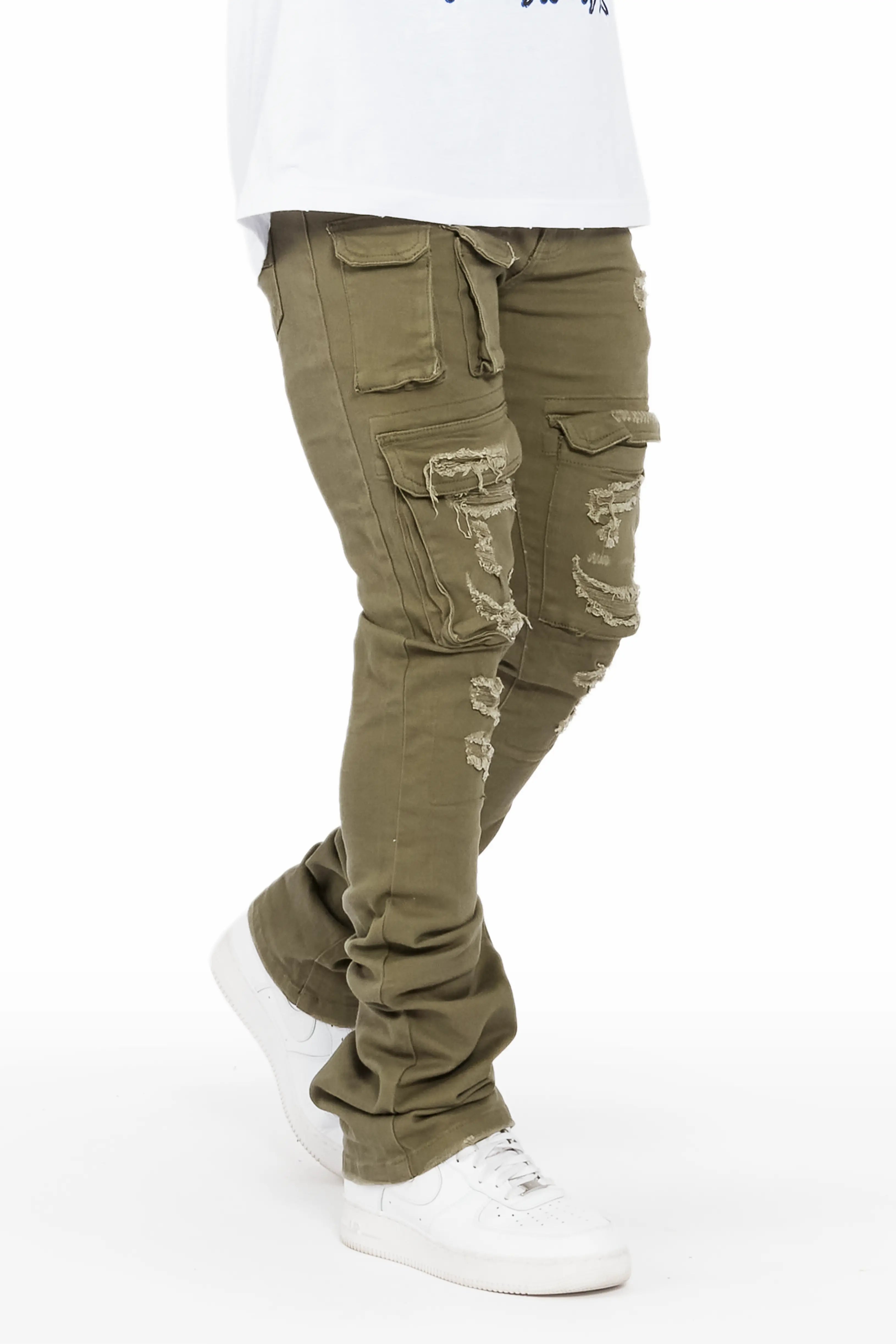 Vance Olive Stacked Flare Cargo Jean Lumberjack