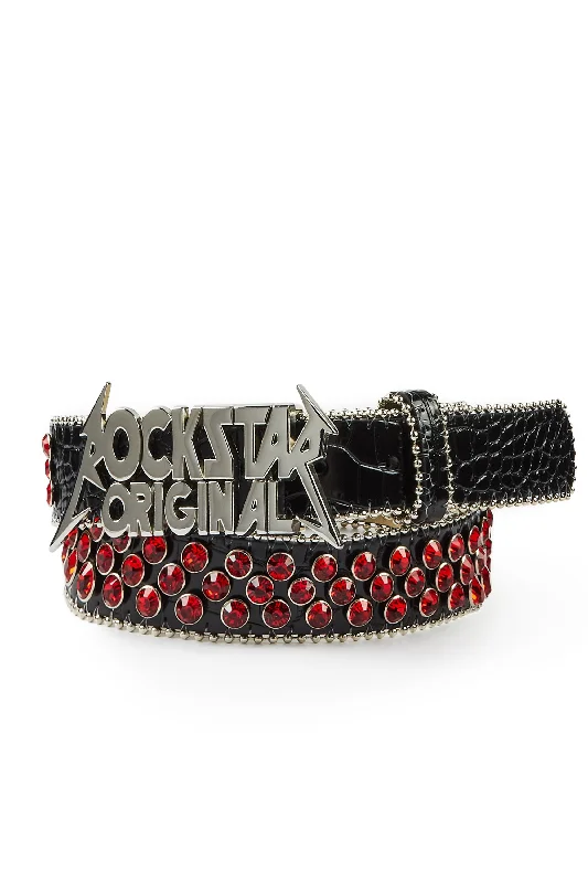 Silas Rockstar Logo Belt- Black/Red Tough Men's Military