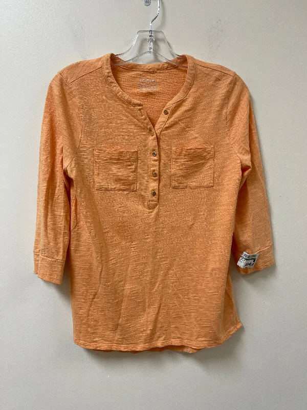 Top Long Sleeve By Chicos In Orange, Size: S Refined Men's Velvet