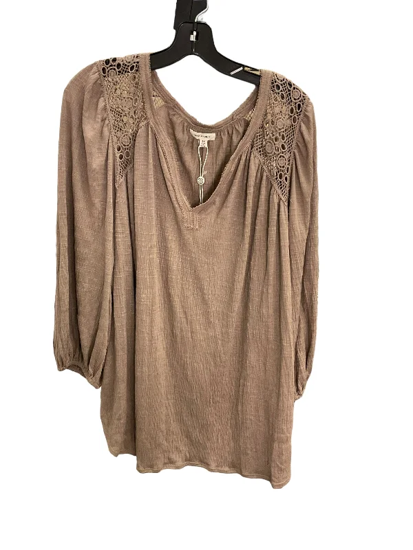 Top Long Sleeve By Max Studio In Brown, Size: 3x Earthy Men's Hemp