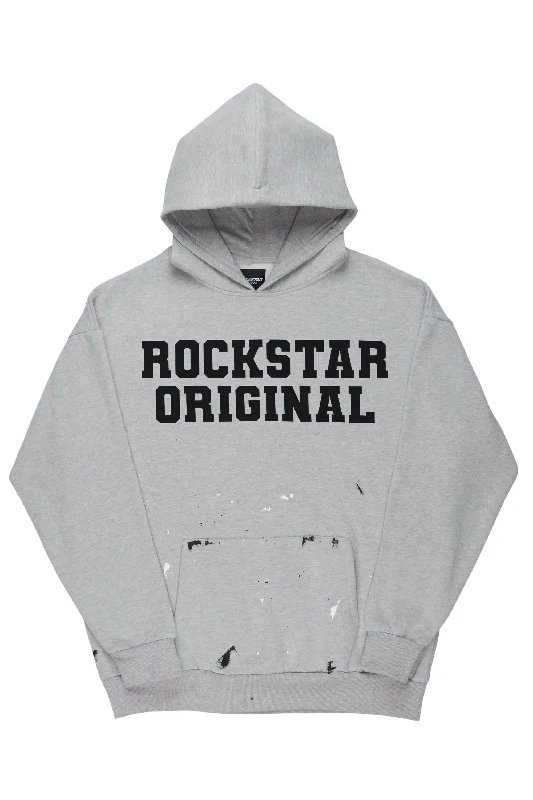 Justin Heather Grey Graphic Hoodie Trendy Men's Scandinavian