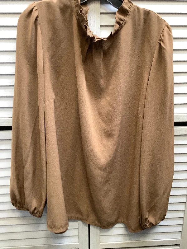 Top Long Sleeve By Shein In Brown, Size: 2x Hip Men's Retro