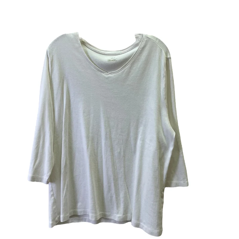 White Top Long Sleeve Basic By Cj Banks, Size: 1x Tailored