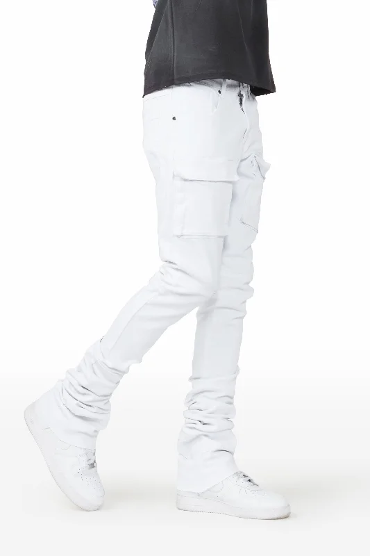 Nello White Super Stacked Flare Jean Luxurious Men's High