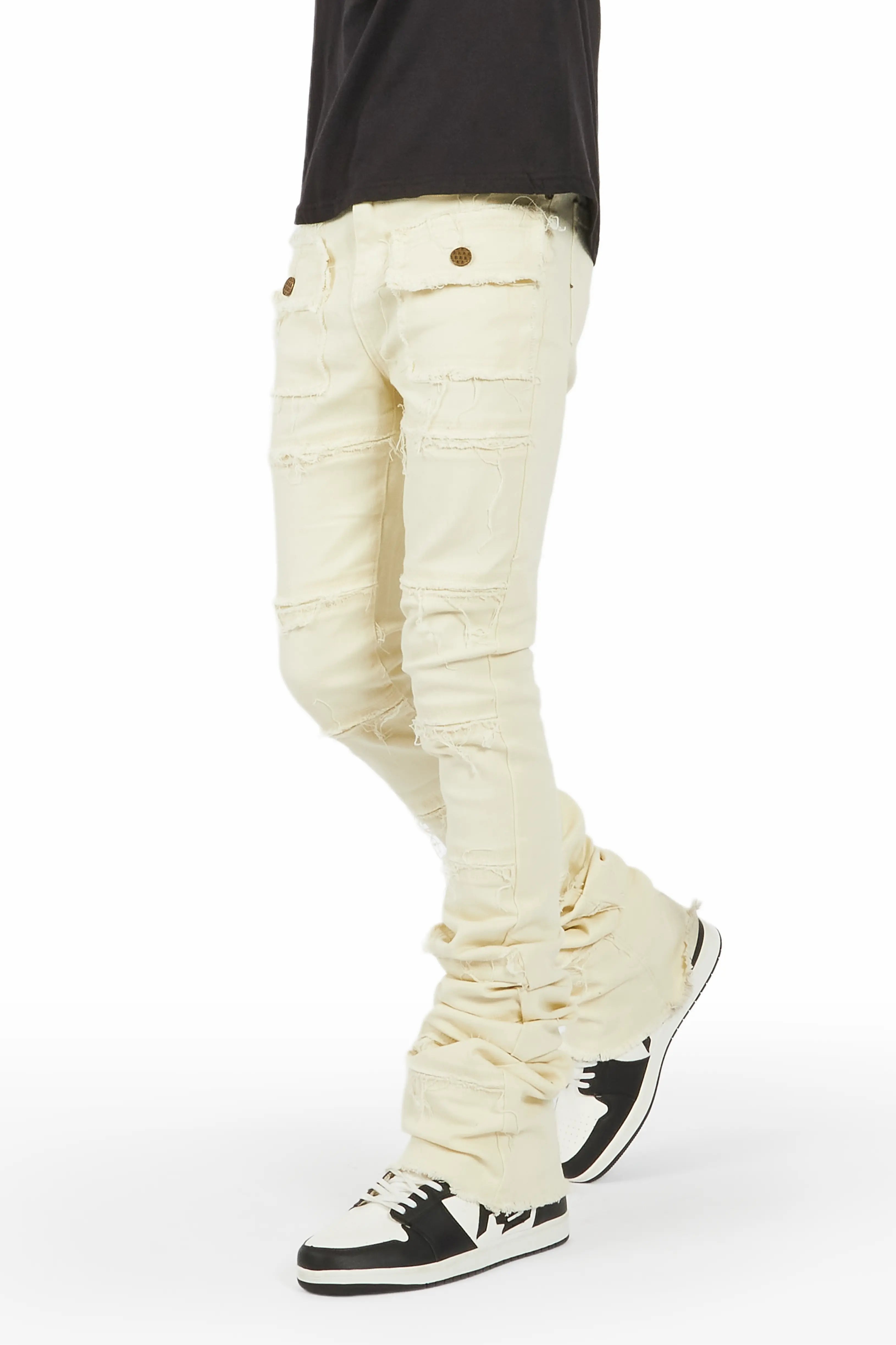 Zevon Cream Super Stacked Flare Jean Confident Men's High