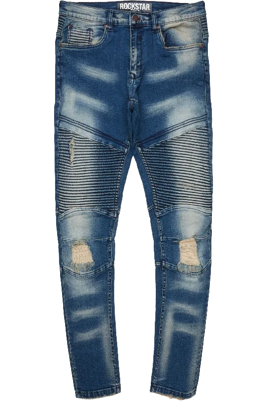 Isah Blue Biker Slim Fit Jean Artistic Men's Hand