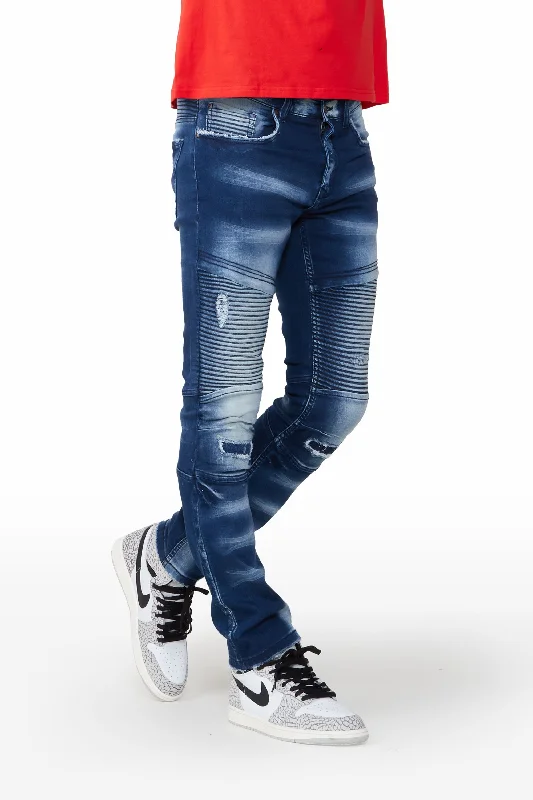 Nathaniel Blue Biker Slim Fit Jean Practical Men's Quick