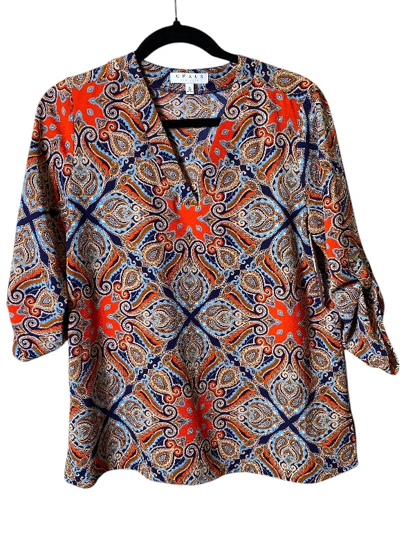 Top 3/4 Sleeve By Chaus In Paisley Print, Size: S Casual Men's Loose