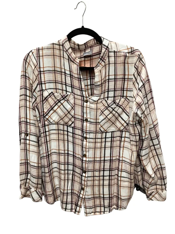 Top Long Sleeve Basic By Chicos In Plaid Pattern, Size: 2 Edgy Men's Punk