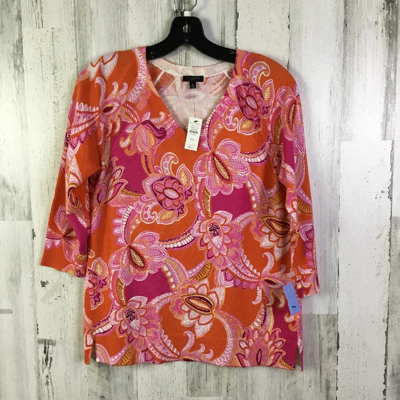 Top Long Sleeve By Talbots In Orange & Pink, Size: M Masculine Men's Thick