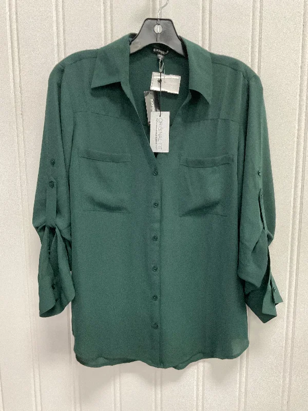 Top Long Sleeve By Express In Green, Size: M Monochromatic Office Style