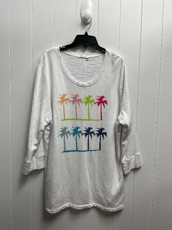 Top Long Sleeve By Fresh Produce In Pink & White, Size: 1x Stylish Men's Tropical 