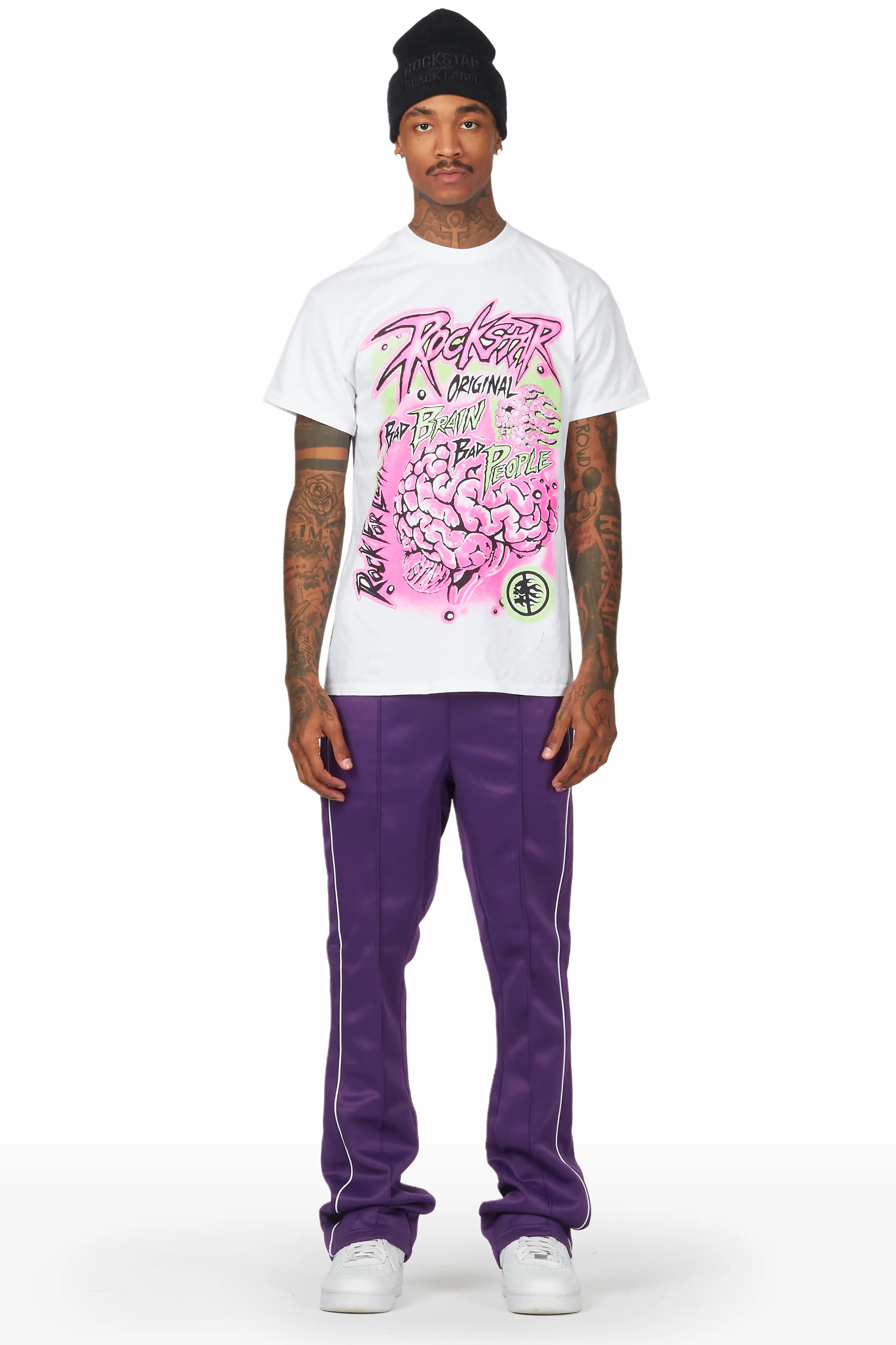 Braindead Purple/White T-Shirt/Stacked Track Set Lumberjack