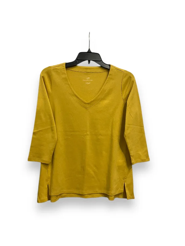 Top 3/4 Sleeve Basic By J. Jill In Yellow, Size: Xs Laid