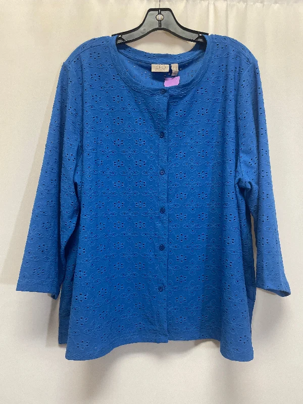 Blue Top Long Sleeve Logo, Size 3x Youthful Men's Pop