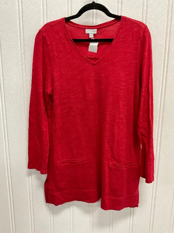 Top Long Sleeve By J. Jill In Red, Size: M Sporty Men's Athleisure 