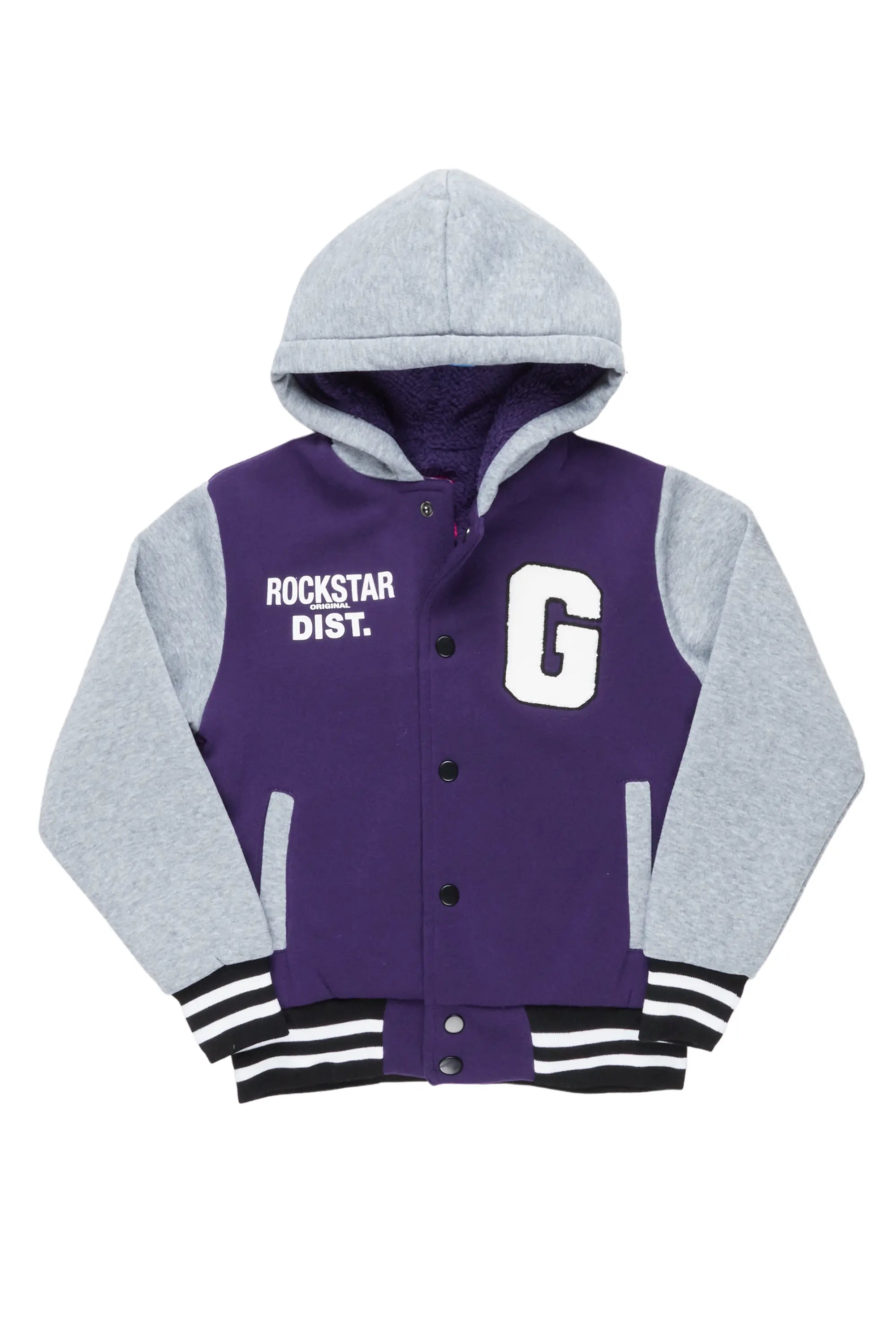 Kids Lalit Purple Varsity Jacket Practical Men's Multi