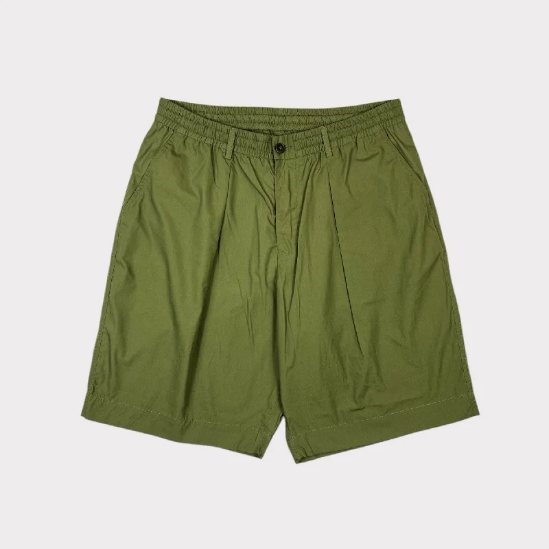 Universal Works Pleated Track Short Olive Tech Casual Men's Loose