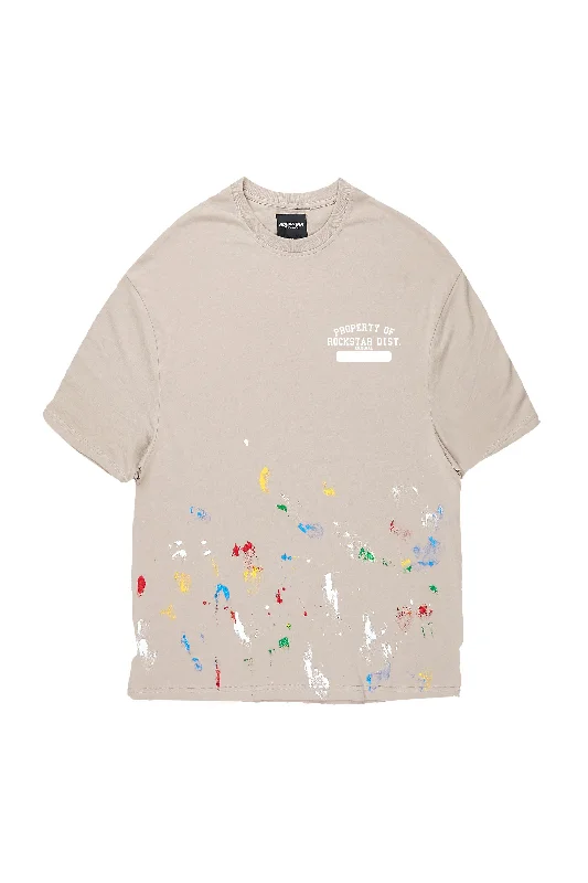 Drip Taupe Oversized T-Shirt Youthful Men's Anime