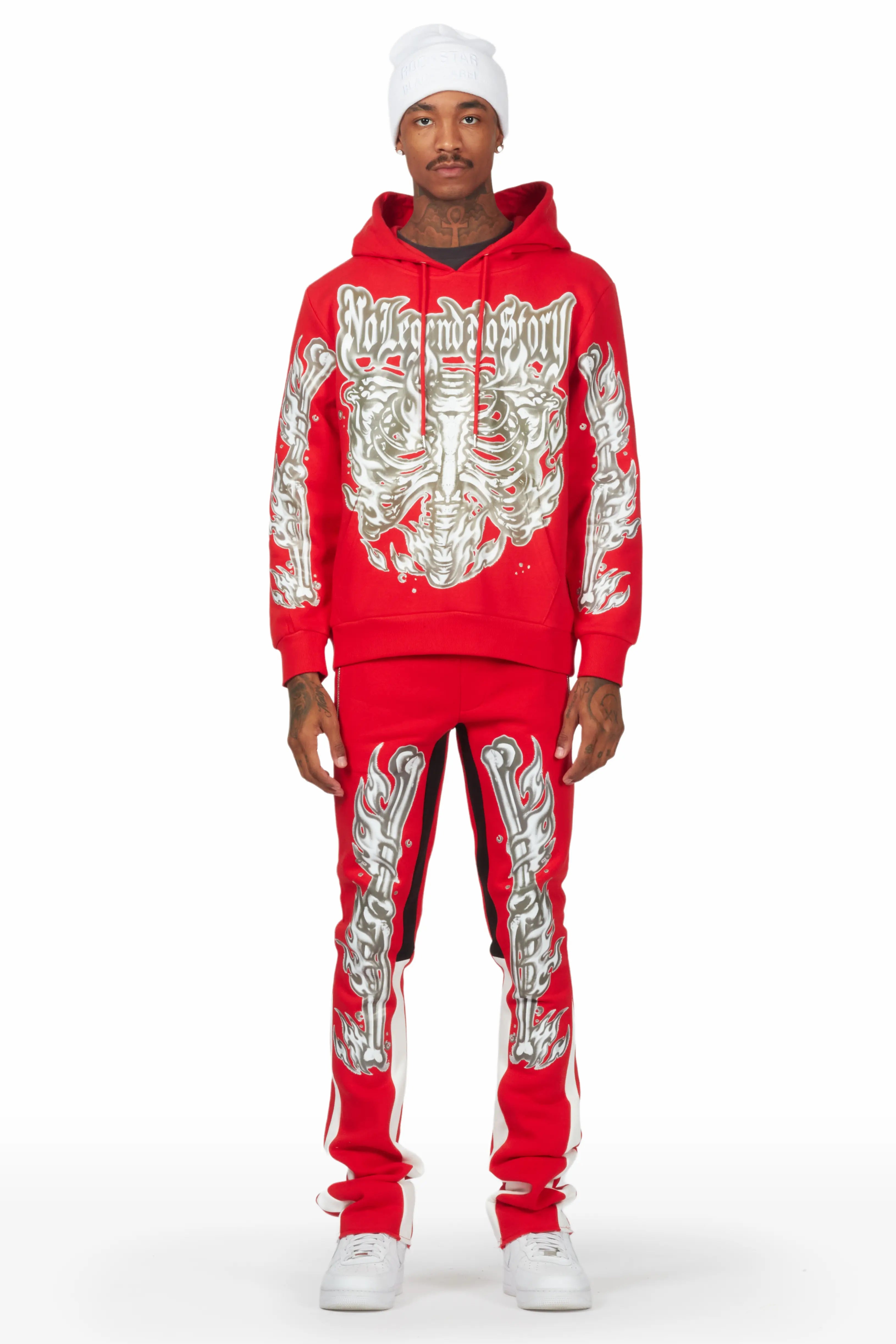 Skelly Red Hoodie Stacked Flare Track Set Bold Men's Animal