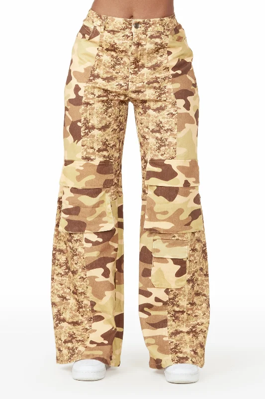 Nikki Camo Wide Leg Jean Monochromatic Office Style