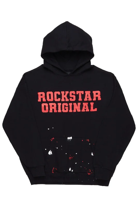 Justin Black/Red Graphic Hoodie Stylish Men's Neon