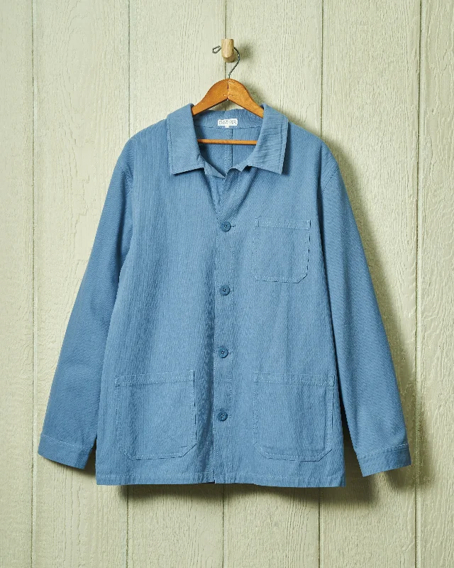 French Workman’s Jacket in Atlantic Blue Herringbone