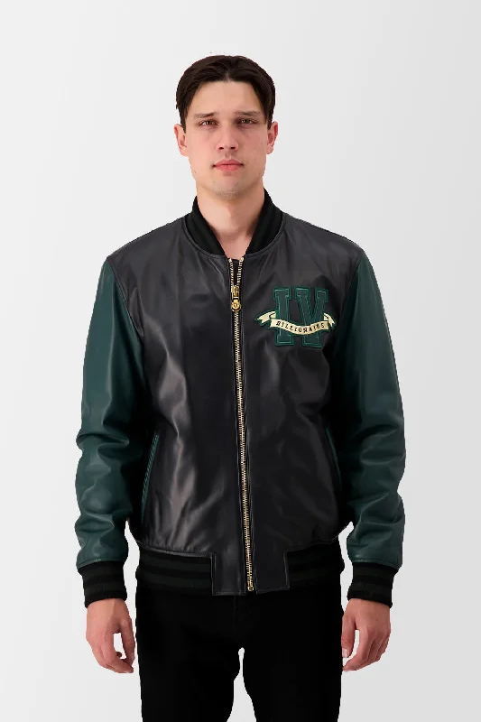 Billionaire Black Leather Bomber Jacket