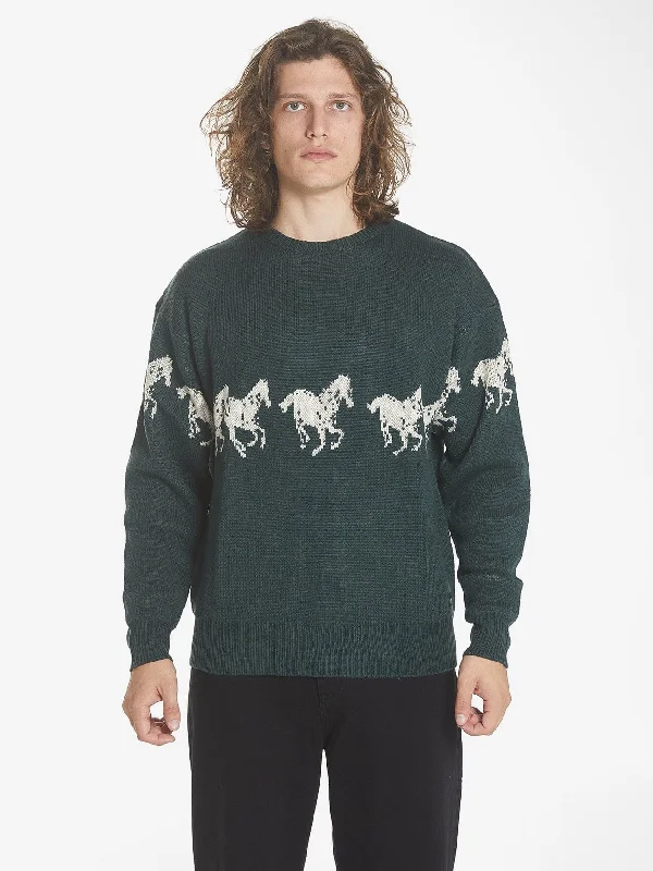 Chariot Rides On Crew Knit - Dark Jade