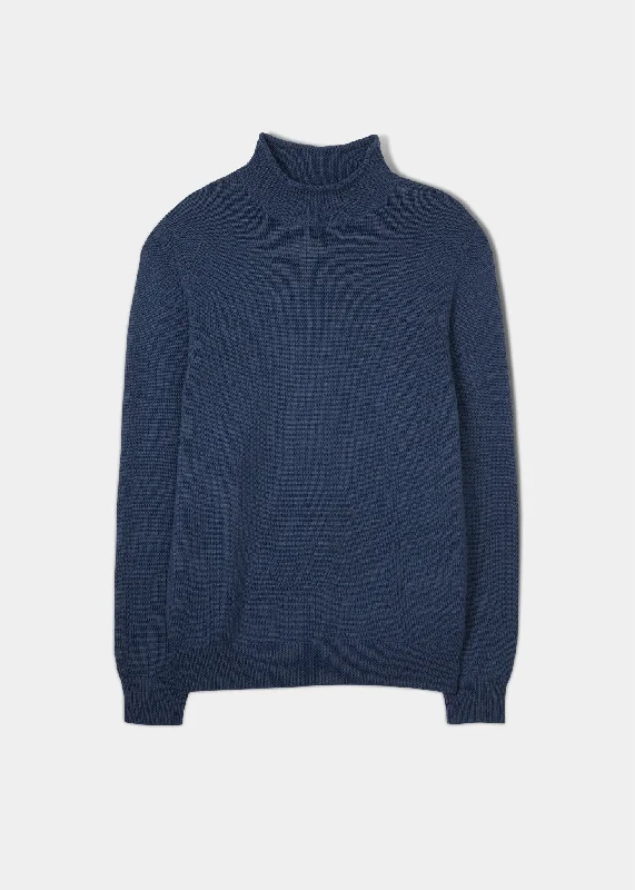 Fordwich Rolled Collar Jumper In Indigo - Regular Fit