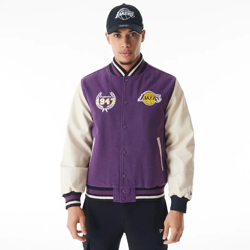 LA Lakers NBA Lifestyle Dark Purple Varsity Jacket