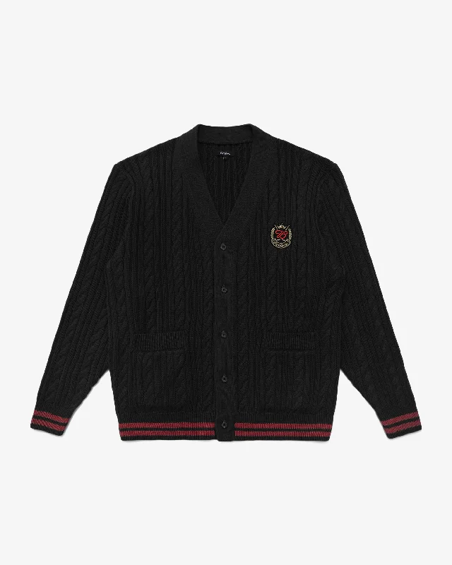 MALBON X BUDWEISER PLAYERS CABLE KNIT CARDIGAN