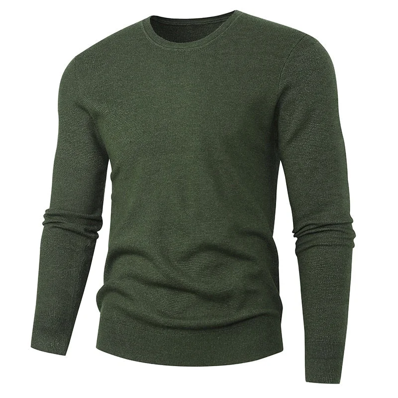 Men's Cotton O-Neck Solid Computer Knitted Standard Wool Pullovers