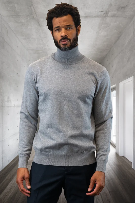 Men's Desginer Wool & Cashmere Dress Sweater in Grey