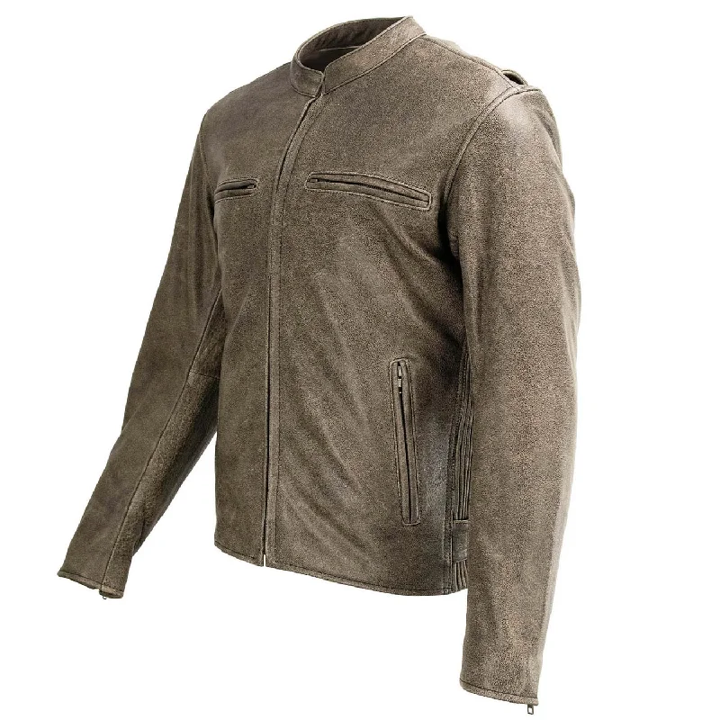 Milwaukee Leather MLM1503 Men's Distressed Brown Racer Motorcycle Vented Leather Rider Jacket