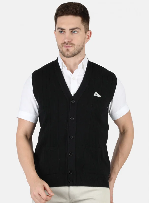 Men Black Solid Cardigan