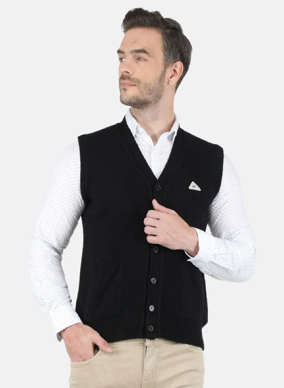 Men Black Solid Cardigan