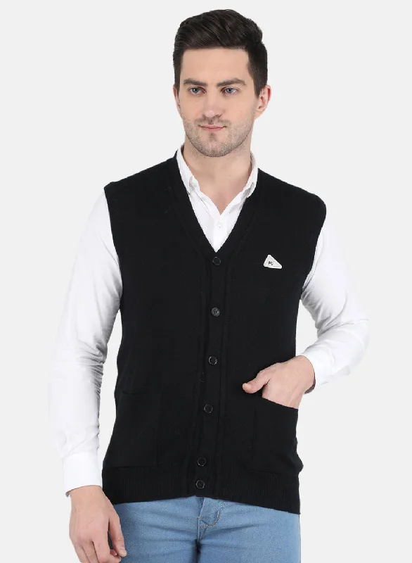 Men Black Solid Cardigan